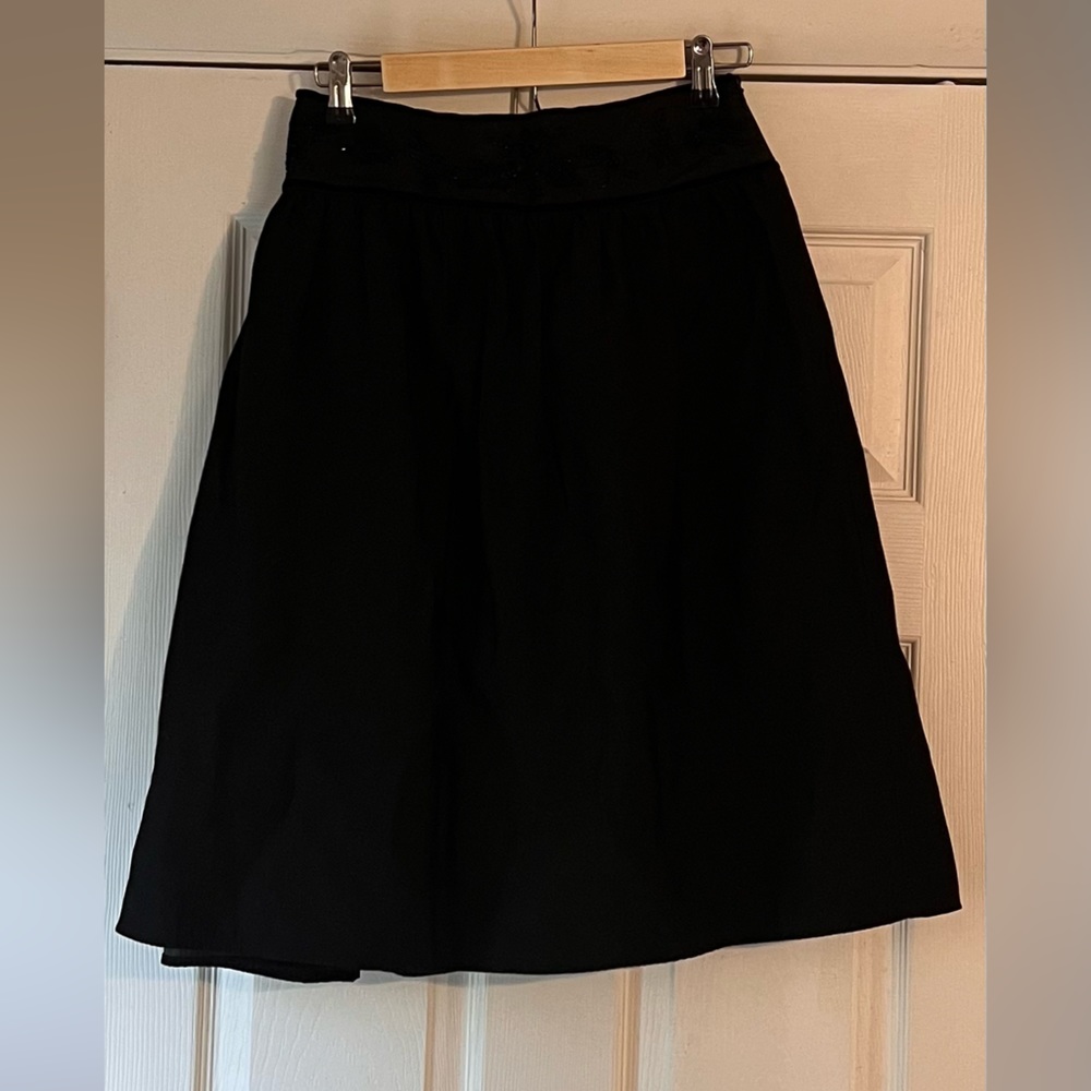 Attention waist embroidered A-line skirt